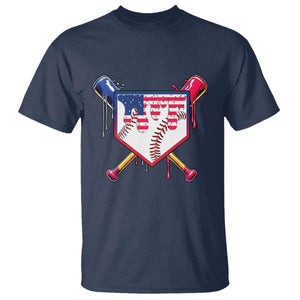 Funny Ice Cream Baseball Drip American Flag T Shirt 4th Of July TS11 Navy Print Your Wear