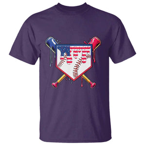 Funny Ice Cream Baseball Drip American Flag T Shirt 4th Of July TS11 Purple Print Your Wear