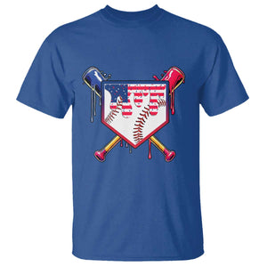Funny Ice Cream Baseball Drip American Flag T Shirt 4th Of July TS11 Royal Blue Print Your Wear