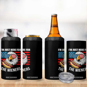 Funny I'm Just Here For The Wieners 4 in 1 Can Cooler Tumbler 4th Of July Bald Eagle Hot Dog Lover TS11 Print Your Wear
