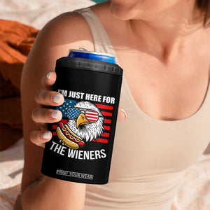Funny I'm Just Here For The Wieners 4 in 1 Can Cooler Tumbler 4th Of July Bald Eagle Hot Dog Lover TS11 Print Your Wear