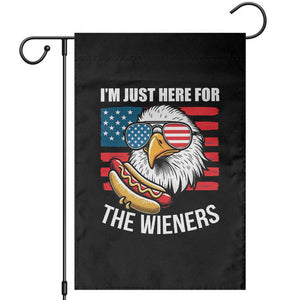 Funny I'm Just Here For The Wieners Garden Flag 4th Of July Bald Eagle Hot Dog Lover TS11 Black Print Your Wear