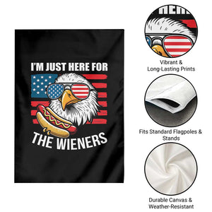 Funny I'm Just Here For The Wieners Garden Flag 4th Of July Bald Eagle Hot Dog Lover TS11 Print Your Wear