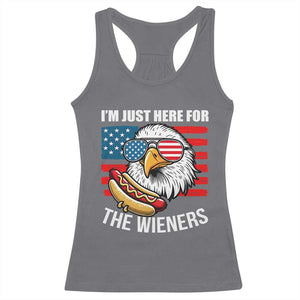 Funny I'm Just Here For The Wieners Racerback Tank Top 4th Of July Bald Eagle Hot Dog Lover TS11 Charcoal Print Your Wear