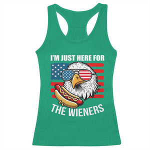 Funny I'm Just Here For The Wieners Racerback Tank Top 4th Of July Bald Eagle Hot Dog Lover TS11 Irish Green Print Your Wear