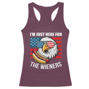 Funny I'm Just Here For The Wieners Racerback Tank Top 4th Of July Bald Eagle Hot Dog Lover TS11 Maroon Print Your Wear