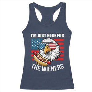 Funny I'm Just Here For The Wieners Racerback Tank Top 4th Of July Bald Eagle Hot Dog Lover TS11 Navy Print Your Wear