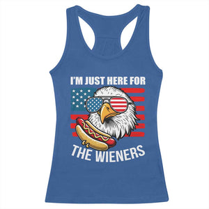Funny I'm Just Here For The Wieners Racerback Tank Top 4th Of July Bald Eagle Hot Dog Lover TS11 Royal Blue Print Your Wear