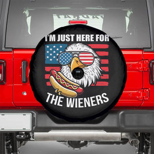 Funny I'm Just Here For The Wieners Spare Tire Cover 4th Of July Bald Eagle Hot Dog Lover TS11 Black Print Your Wear