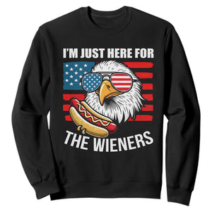 Funny I'm Just Here For The Wieners Sweatshirt 4th Of July Bald Eagle Hot Dog Lover TS11 Black Print Your Wear