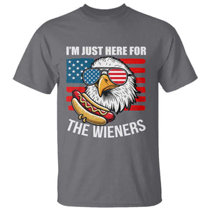 Funny I'm Just Here For The Wieners T Shirt 4th Of July Bald Eagle Hot Dog Lover TS11 Charcoal Print Your Wear