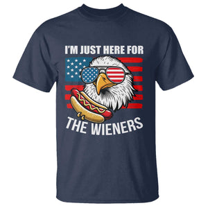 Funny I'm Just Here For The Wieners T Shirt 4th Of July Bald Eagle Hot Dog Lover TS11 Navy Print Your Wear