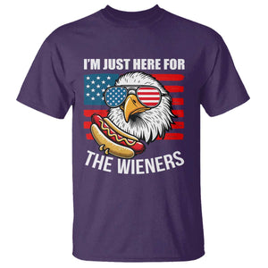 Funny I'm Just Here For The Wieners T Shirt 4th Of July Bald Eagle Hot Dog Lover TS11 Purple Print Your Wear