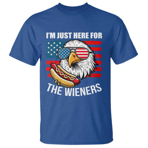 Funny I'm Just Here For The Wieners T Shirt 4th Of July Bald Eagle Hot Dog Lover TS11 Royal Blue Print Your Wear