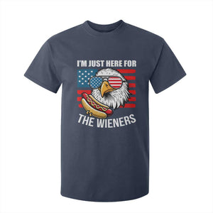 Funny I'm Just Here For The Wieners T Shirt For Kid 4th Of July Bald Eagle Hot Dog Lover TS11 Navy Print Your Wear
