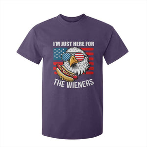 Funny I'm Just Here For The Wieners T Shirt For Kid 4th Of July Bald Eagle Hot Dog Lover TS11 Purple Print Your Wear