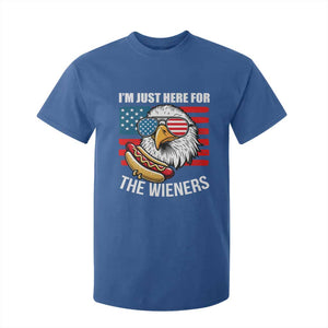 Funny I'm Just Here For The Wieners T Shirt For Kid 4th Of July Bald Eagle Hot Dog Lover TS11 Royal Blue Print Your Wear