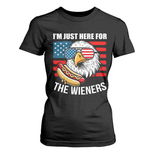 Funny I'm Just Here For The Wieners T Shirt For Women 4th Of July Bald Eagle Hot Dog Lover TS11 Black Print Your Wear