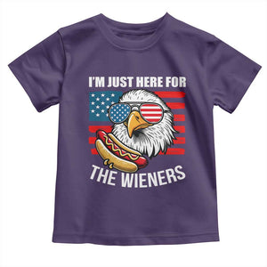Funny I'm Just Here For The Wieners Toddler T Shirt 4th Of July Bald Eagle Hot Dog Lover TS11 Purple Print Your Wear