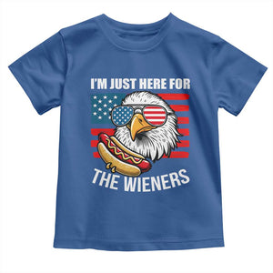 Funny I'm Just Here For The Wieners Toddler T Shirt 4th Of July Bald Eagle Hot Dog Lover TS11 Royal Blue Print Your Wear