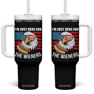 Funny I'm Just Here For The Wieners Tumbler With Handle 4th Of July Bald Eagle Hot Dog Lover TS11 One Size: 40 oz Black Print Your Wear