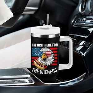 Funny I'm Just Here For The Wieners Tumbler With Handle 4th Of July Bald Eagle Hot Dog Lover TS11 Print Your Wear