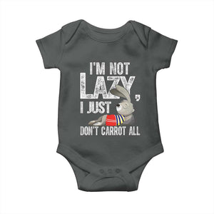 Funny I'm Not Lazy I Just Don't Carrot All Baby Onesie Lazy Bunny Rabbit TS11 Dark Heather Print Your Wear