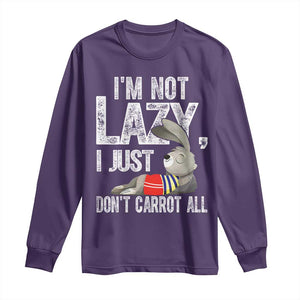 Funny I'm Not Lazy I Just Don't Carrot All Long Sleeve Shirt Lazy Bunny Rabbit TS11 Purple Print Your Wear