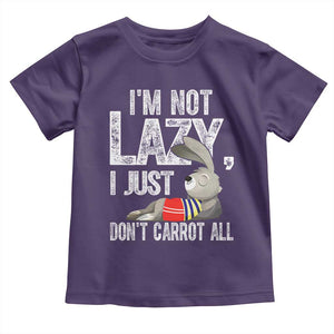 Funny I'm Not Lazy I Just Don't Carrot All Toddler T Shirt Lazy Bunny Rabbit TS11 Purple Print Your Wear