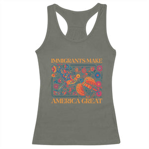 Funny Immigrants Make America Great Racerback Tank Top Floral Flower Birds Human Rights TS11 Military Green Print Your Wear