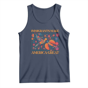Funny Immigrants Make America Great Tank Top Floral Flower Birds Human Rights TS11 Navy Print Your Wear