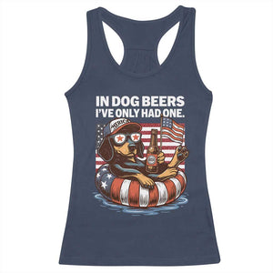 Funny In Dog Beers I've Only Had One Racerback Tank Top 4th Of July Drinking Dachshund Beer American Flag TS11 Navy Print Your Wear