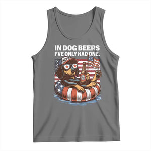 Funny In Dog Beers I've Only Had One Tank Top 4th Of July Drinking Dachshund Beer American Flag TS11 Black Heather Print Your Wear