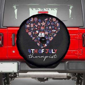 Funny Independence Day Spare Tire Cover 4th Of July Therapist Big Heart TS11 Black Print Your Wear