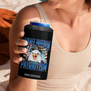 Funny Inhale Freedom Exhale Patriotism 4 in 1 Can Cooler Tumbler American Pride Eagle 4th Of July TS11 Print Your Wear