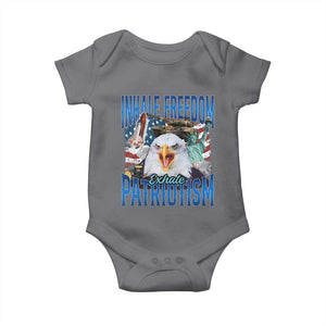 Funny Inhale Freedom Exhale Patriotism Baby Onesie American Pride Eagle 4th Of July TS11 Charcoal Print Your Wear