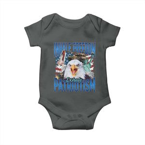 Funny Inhale Freedom Exhale Patriotism Baby Onesie American Pride Eagle 4th Of July TS11 Dark Heather Print Your Wear