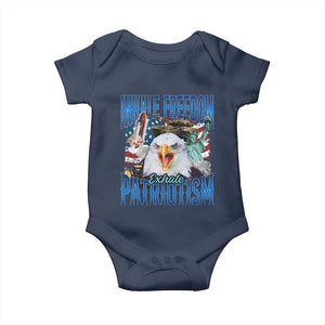 Funny Inhale Freedom Exhale Patriotism Baby Onesie American Pride Eagle 4th Of July TS11 Navy Print Your Wear