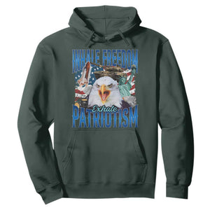 Funny Inhale Freedom Exhale Patriotism Hoodie American Pride Eagle 4th Of July TS11 Dark Forest Green Print Your Wear
