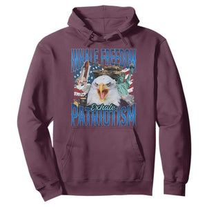 Funny Inhale Freedom Exhale Patriotism Hoodie American Pride Eagle 4th Of July TS11 Maroon Print Your Wear