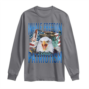 Funny Inhale Freedom Exhale Patriotism Long Sleeve Shirt American Pride Eagle 4th Of July TS11 Charcoal Print Your Wear