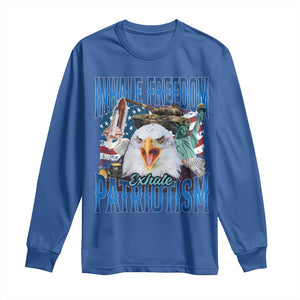 Funny Inhale Freedom Exhale Patriotism Long Sleeve Shirt American Pride Eagle 4th Of July TS11 Royal Blue Print Your Wear