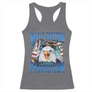 Funny Inhale Freedom Exhale Patriotism Racerback Tank Top American Pride Eagle 4th Of July TS11 Charcoal Print Your Wear