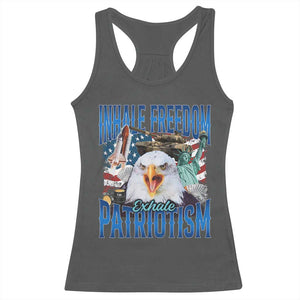 Funny Inhale Freedom Exhale Patriotism Racerback Tank Top American Pride Eagle 4th Of July TS11 Dark Heather Print Your Wear