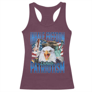 Funny Inhale Freedom Exhale Patriotism Racerback Tank Top American Pride Eagle 4th Of July TS11 Maroon Print Your Wear