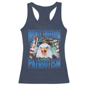 Funny Inhale Freedom Exhale Patriotism Racerback Tank Top American Pride Eagle 4th Of July TS11 Navy Print Your Wear