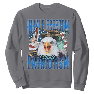 Funny Inhale Freedom Exhale Patriotism Sweatshirt American Pride Eagle 4th Of July TS11 Charcoal Print Your Wear