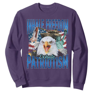 Funny Inhale Freedom Exhale Patriotism Sweatshirt American Pride Eagle 4th Of July TS11 Purple Print Your Wear
