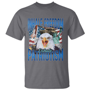 Funny Inhale Freedom Exhale Patriotism T Shirt American Pride Eagle 4th Of July TS11 Charcoal Print Your Wear