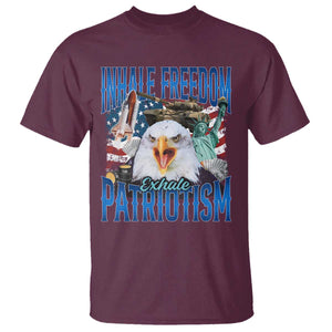 Funny Inhale Freedom Exhale Patriotism T Shirt American Pride Eagle 4th Of July TS11 Maroon Print Your Wear